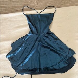 Elegant Navy Blue Spaghetti Strap Dress